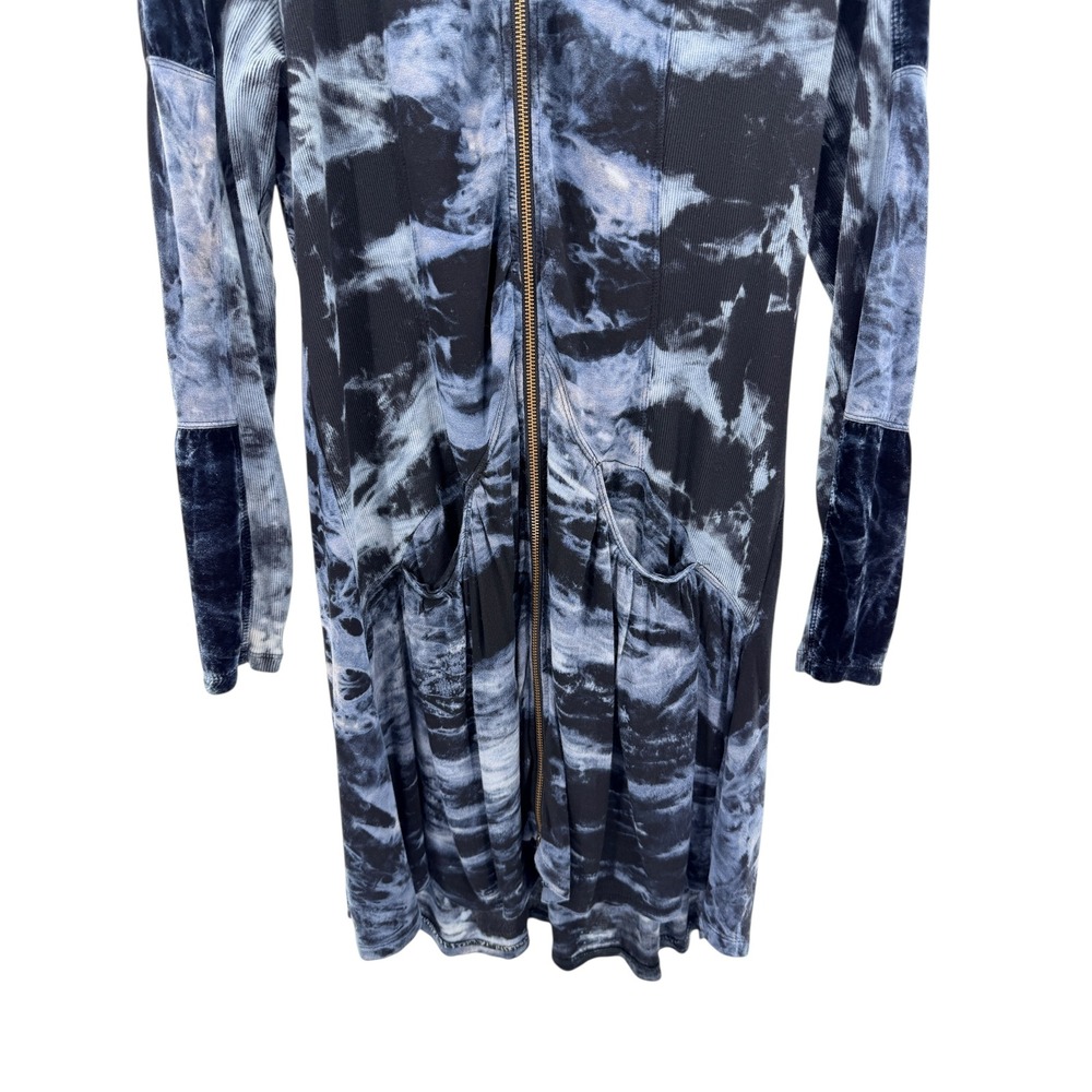 Soft Surroundings Velvet Trim Tie Dye Zip Up Long Sleeve Dress Dark Academia S - Picture 7 of 7
